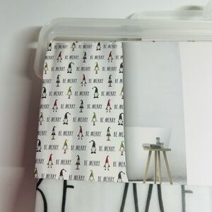 Rae Dunn Be Merry Gnome Shower Curtain Liner 72x72 Holiday Christmas